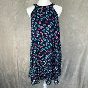Betsey Johnson Dress Womens 2 Navy Floral A Line Sleeveless Romantic Feminine